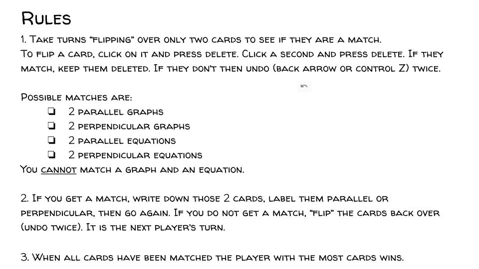 Parallel & Perpendicular Memory Game